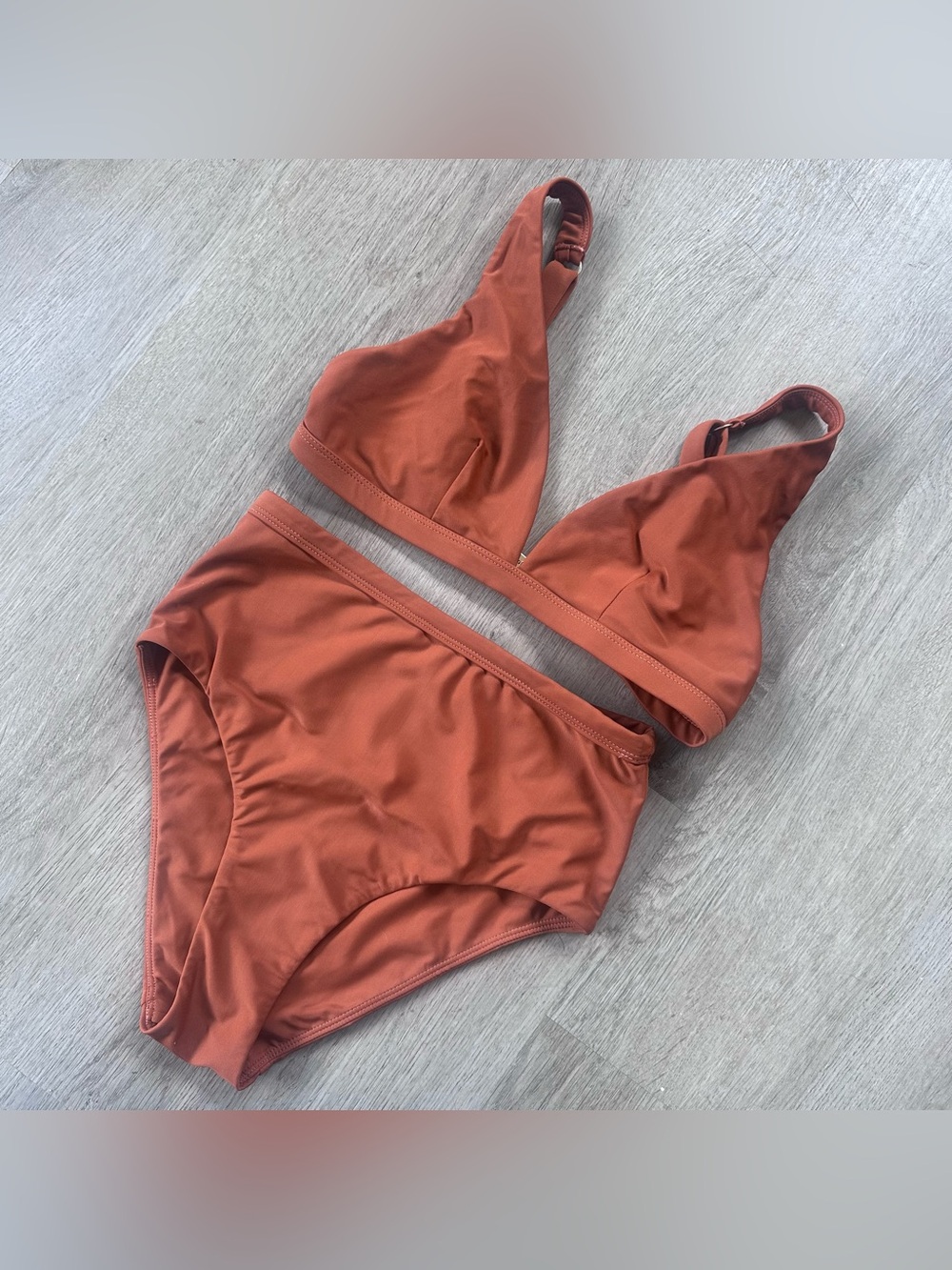 Auguste The Label Swim Suit Bikini Set Medium Top Small Bottoms Brown Summer